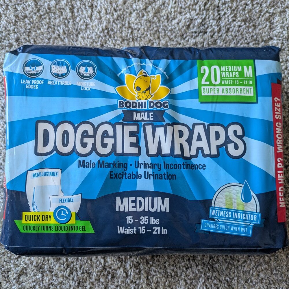 Bodhi Dog Male Dog Diapers Size Medium Disposable Doggie Male Wraps